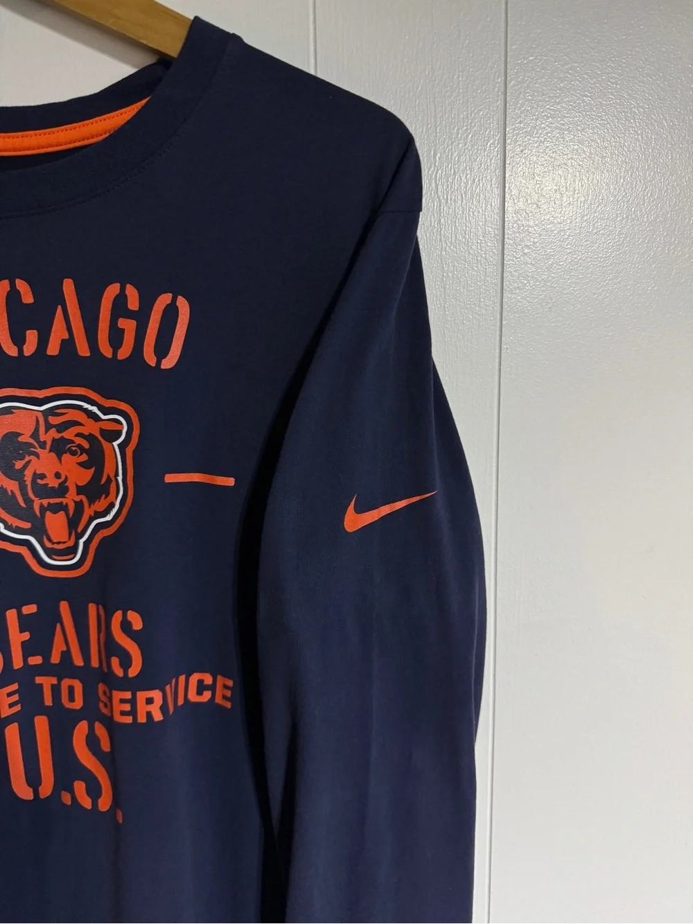 Nike Chicago Bears Long Sleeve Shirt Salute To Service Edition Navy Blue Veteran